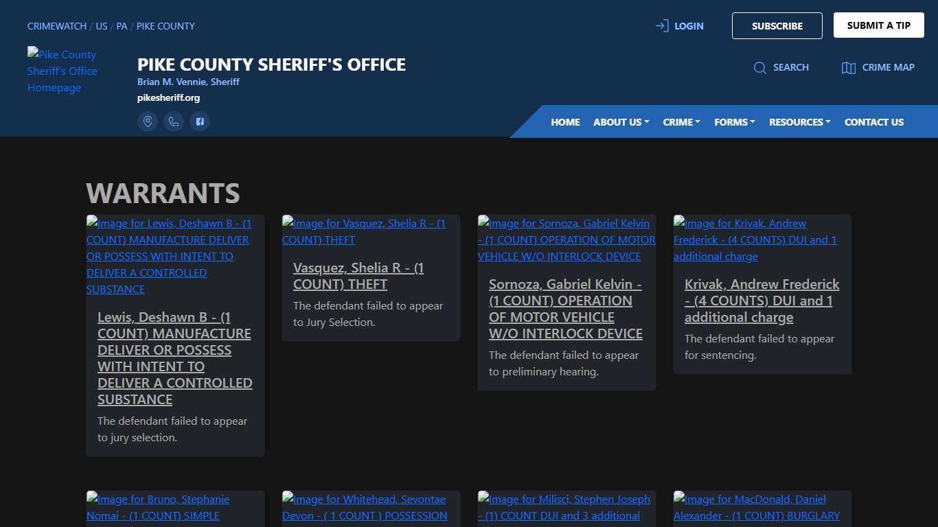 Pike County Sheriff's Office Warrants CRIMEWATCH